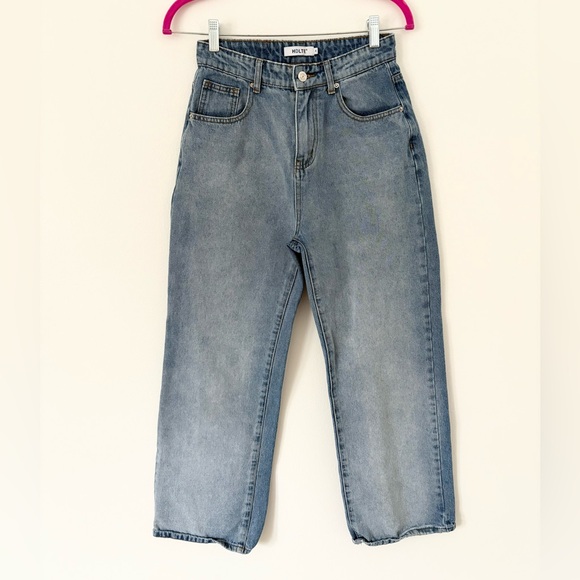 HDLTE Denim - High-Rise Straight Jeans in Light Blue